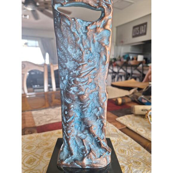 Bronze On Marble Brutalist Sculpture- Vivid Carbonite- Golfer- Very Nice- Golf! - Picture 5 of 11